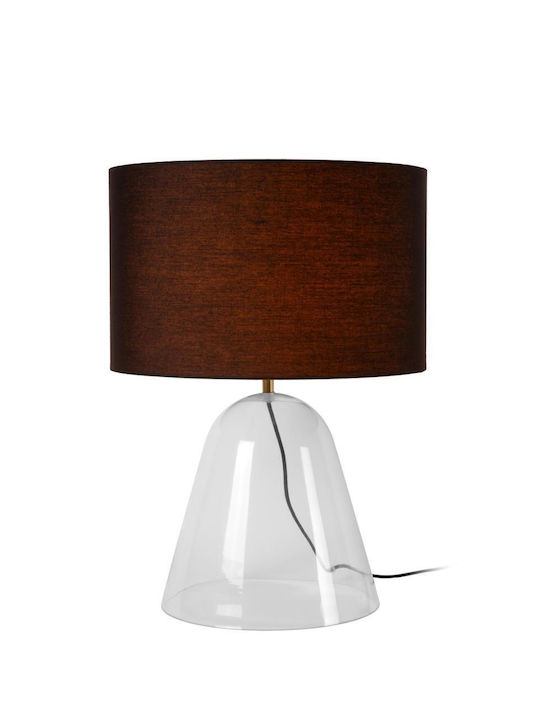 Lucide Lightning Campana Glass Table Lamp for Socket E27 with Brown Shade and Transparent Base