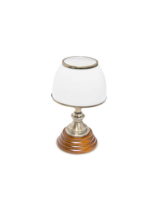 Relaxdays Sticlă Lampă de masă pentru Soclu E14 cu Abajur Alb și Bază Auriu
