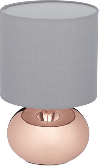 Relaxdays Υφασμάτινο Πορτατίφ για Ντουί E14 με Γκρι Καπέλο και Βάση