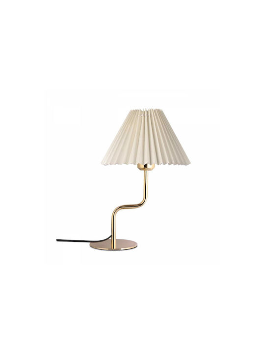 GloboStar Livl Metal Table Lamp for Socket E27 with White Shade and Gold Base