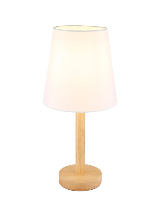 Globo Lighting Wood Table Lamp with White Shade and Base