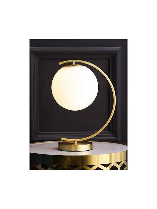 Luminastar Lampă de Masă din Sticlă pentru Soclu E27 cu Abajur Alb și Bază