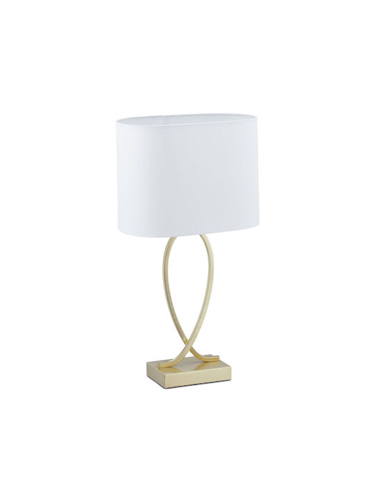 Relaxdays Lampă de Masă Textilă pentru Soclu E27 cu Abajur Alb și Bază