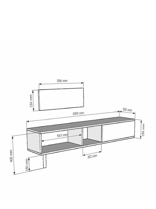 Stand TV Alb L150xA30xÎ41cm