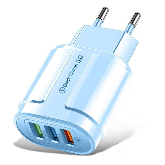 Alista Home Incarcator Fără Cablu cu 3 Porturi USB-A 18W Quick Charge 3.0 Albastru (161526)