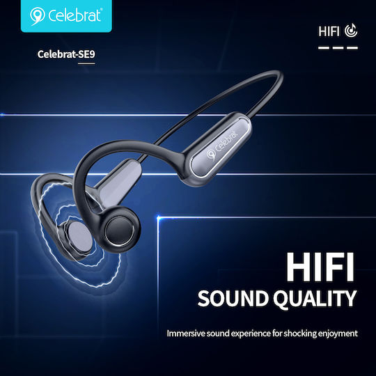 Celebrat SE9 Bone Conduction Bluetooth Handsfree Ακουστικά με Αντοχή στον Ιδρώτα Μαύρα