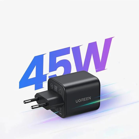 Ugreen Încărcător Fără Cablu GaN cu Port USB-A și Port USB-C 45W Power Delivery Negru (X525)