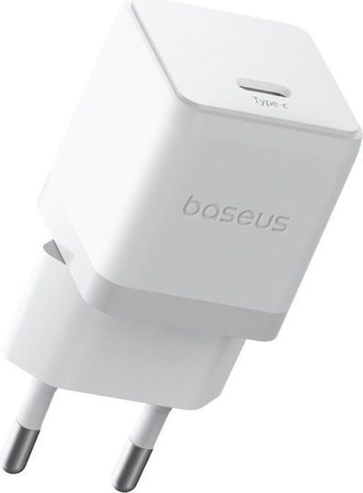 Baseus Baseus Handyladegerät mit USB-C Anschluss und USB-C - Lightning Kabel 20W Stromlieferung Weiß (Palm)