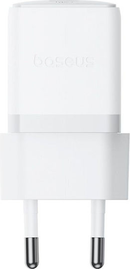 Baseus Baseus Handyladegerät mit USB-C Anschluss und USB-C - Lightning Kabel 20W Stromlieferung Weiß (Palm)