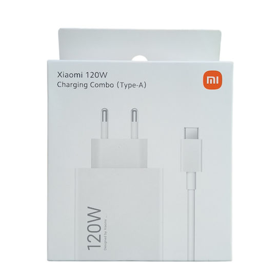 Xiaomi Charger with USB-A Port and USB-C Cable 120W White (MDY-15-EX)