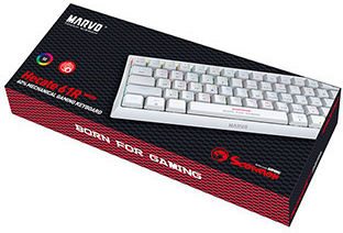Marvo 61R Гейминг Механична Клавиатура 60% с Custom Red Суичове и RGB Осветление (Английски US) Бяла