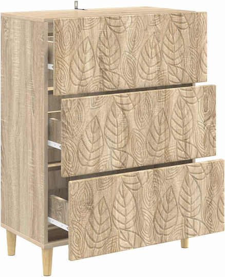 Bedroom Chest of Drawers Wooden Sonoma Oak 66x34.5x90cm