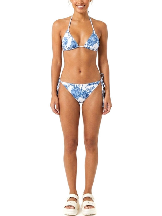 Slip Bikini Cu Dantelă Albastru Deschis
