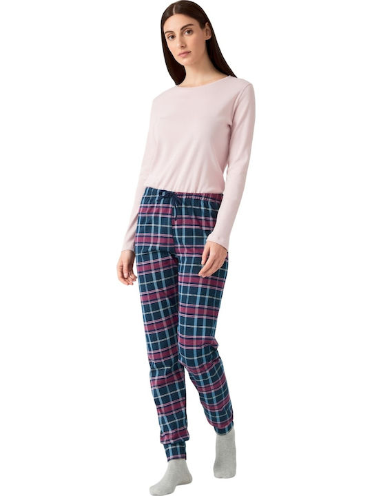 Minerva Winter Women's Pyjama Pants Mauve, Blue
