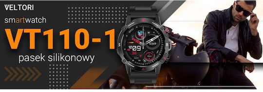 Veltori VT110-1 Smartwatch mit Herzfrequenzsensor Schwarz