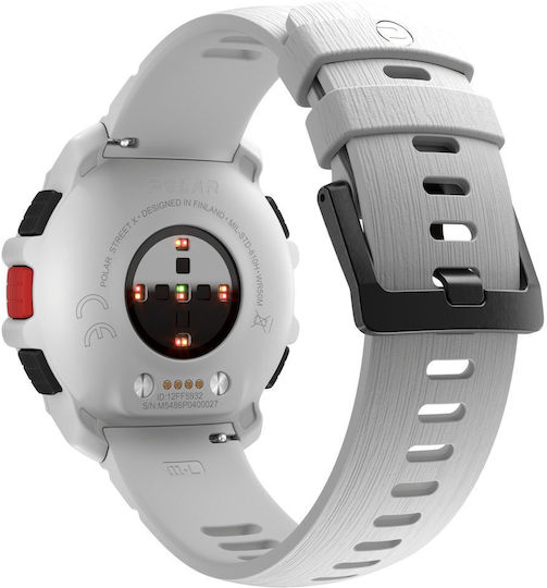 Polar Street X 45mm Αδιάβροχο Smartwatch με Παλμογράφο (Snow White)