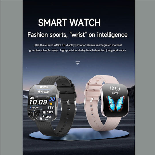 U17 Aluminium 40mm Smartwatch με Παλμογράφο (Ροζ Χρυσό)