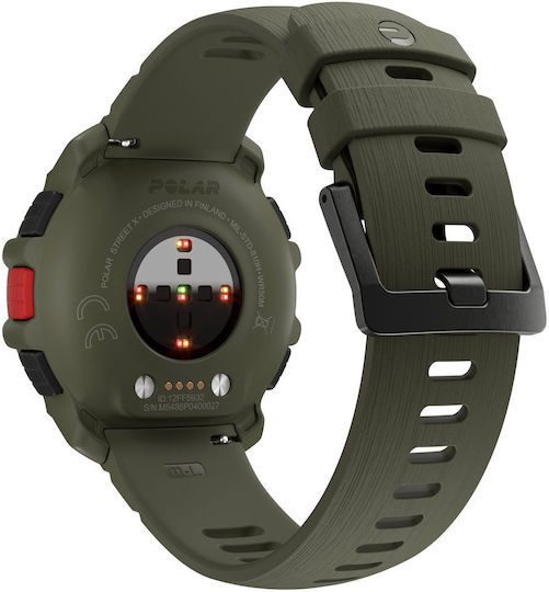 Polar Street X 45mm Waterproof Smartwatch with Heart Rate Monitor Forest Green