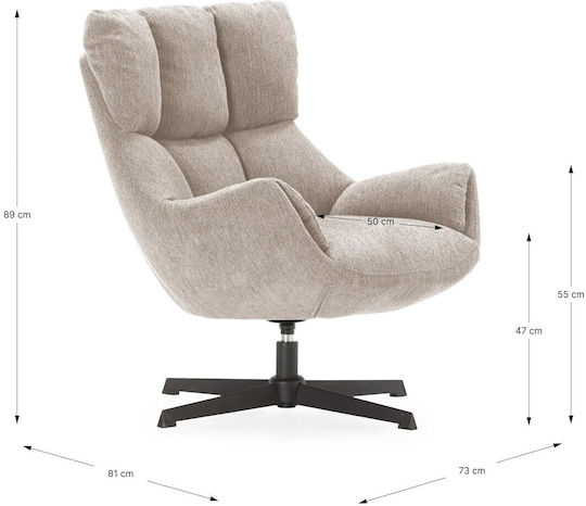 Odette Scaun De Relaxare Rotativ Crem 81x73x89cm