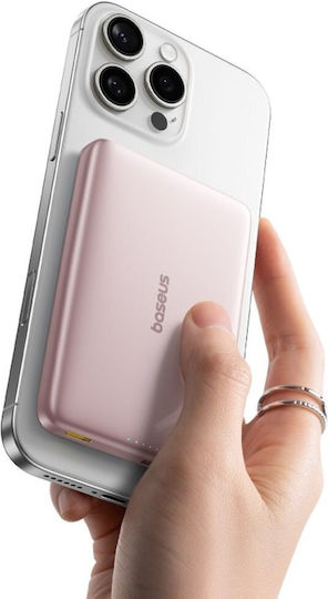 Baseus PicoGo AM41 MagSafe Qi2 Външна Батерия 10000mAh 27W с USB-C Порт Power Delivery Розова