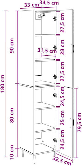 vidaXL Kleine Aufbewahrungsmöbel Stoff mit 2 Schubladen M33xP34.5xH89.5cm