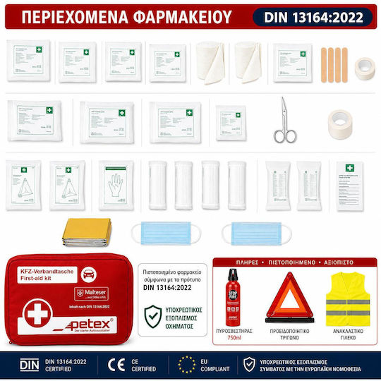 Car Safety KTEO Set with First Aid Kit Fire Extinguisher Warning Triangle and Reflective Vest