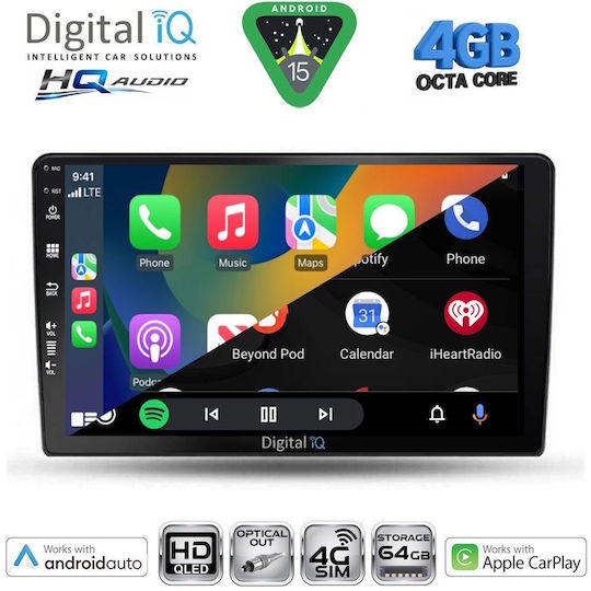Digital IQ Ηχοσύστημα Αυτοκινήτου για Toyota Auris 2007-2012 (Bluetooth/USB/WiFi/GPS/Apple-Carplay/Android-Auto) με Οθόνη Αφής 9"
