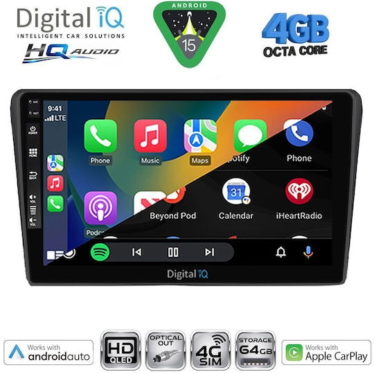 Digital IQ Car Audio System for Toyota Avensis 2003-2009 (Bluetooth/USB/WiFi/GPS/Apple CarPlay/Android Auto) with 9" Touch Screen