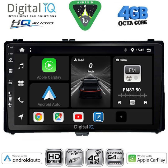 Digital IQ Car Audio System for Toyota Highlander 2014-2019 Bluetooth USB WiFi GPS Apple CarPlay Android Auto with 10" Touch Screen