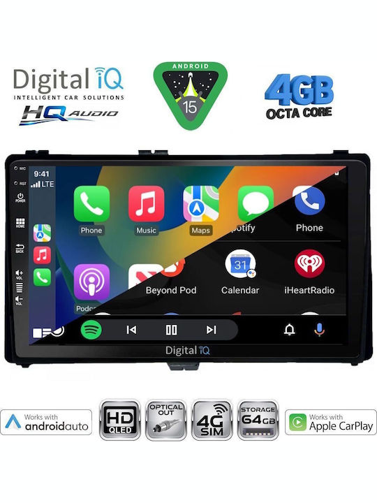Digital IQ Car Audio System for Toyota Highlander 2014-2019 Bluetooth USB WiFi GPS Apple CarPlay Android Auto with 10" Touch Screen