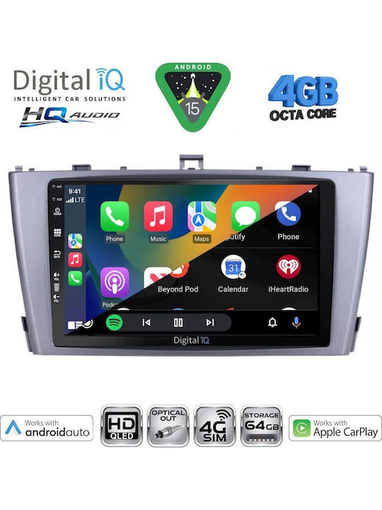 Digital IQ Car Audio System for Toyota Avensis 2009-2015 Bluetooth USB WiFi GPS Apple CarPlay Android Auto with 9" Touch Screen