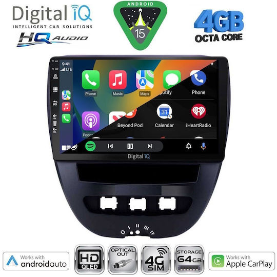 Digital IQ Ηχοσύστημα Αυτοκινήτου για Toyota Aygo 2005-2014 (Bluetooth/USB/WiFi/GPS/Apple-Carplay/Android-Auto) με Οθόνη Αφής 10"