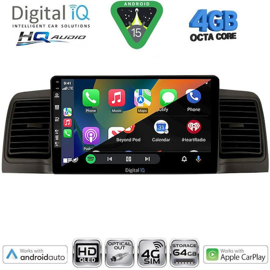 Digital IQ Auto-Audiosystem für Toyota Korolla 2001-2006 (Bluetooth/USB/Eingebautes Wi-Fi / 3G/GPS/Apple CarPlay/Android Auto) mit Touchscreen 9"