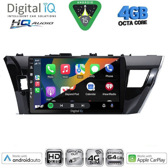 Digital IQ Ηχοσύστημα Αυτοκινήτου για Toyota Corolla 2013-2016 (Bluetooth/USB/WiFi/GPS/Apple-Carplay/Android-Auto) με Οθόνη Αφής 10"