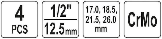 Yato Steckdosen mit Rahmen Gastgeber 1/2" Set 4Stücke