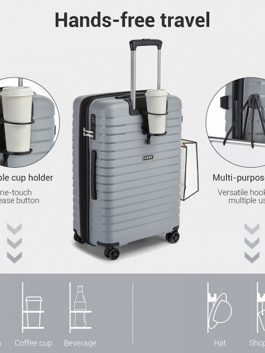 Miss Lulu Large Hard Travel Suitcase Grey Height 75cm