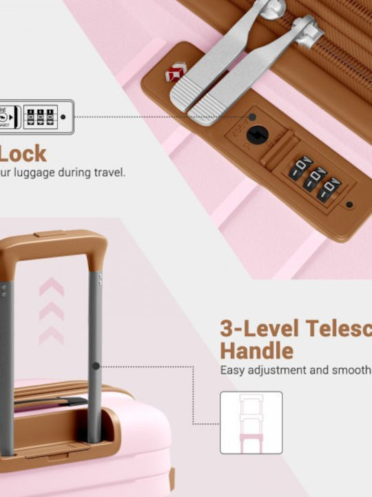 Miss Lulu Large Hard Travel Suitcase Pink and Brown Height 75cm