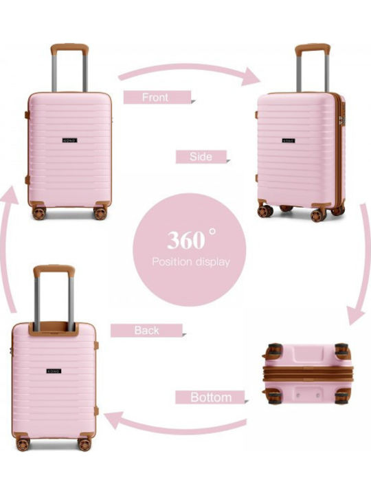 Miss Lulu Cabin Hard Travel Suitcase Pink and Brown Height 55cm