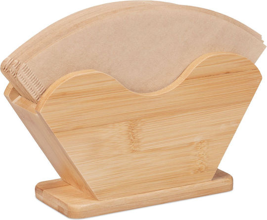 Relaxdays Coffee Filter Dispenser Bamboo 10x18x6 Cm Natural Capacity 140 Filters
