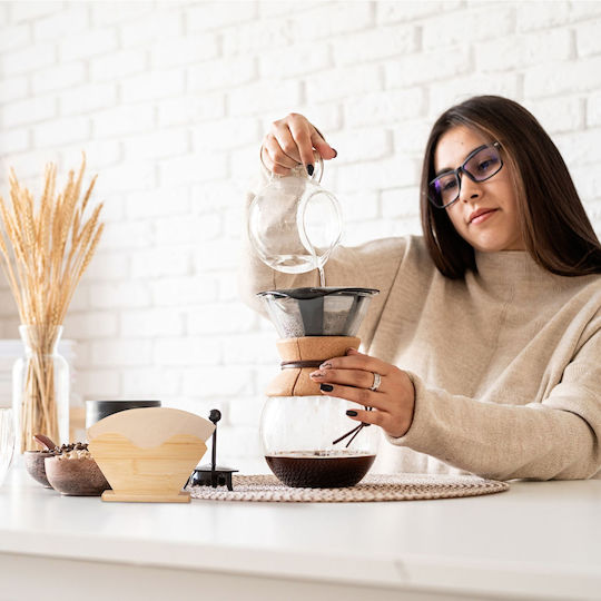 Relaxdays Coffee Filter Dispenser Bamboo 10x18x6 Cm Natural Capacity 140 Filters
