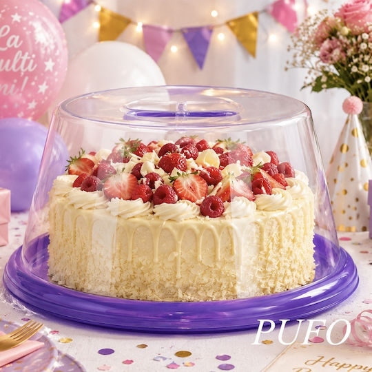 Plastic Cake Stand with Transparent Lid 30x30cm