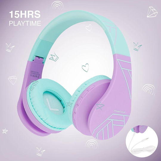 PowerLocus P1 Line Безжични / Жични Over Ear Слушалки с 9 часа Работа Green / Purple