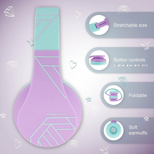 PowerLocus P1 Line Безжични / Жични Over Ear Слушалки с 9 часа Работа Green / Purple