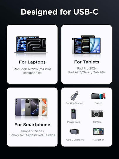 Ugreen Cablu video USB 3.1 USB-C tată - USB-C 100W PD Negru 1m 35767