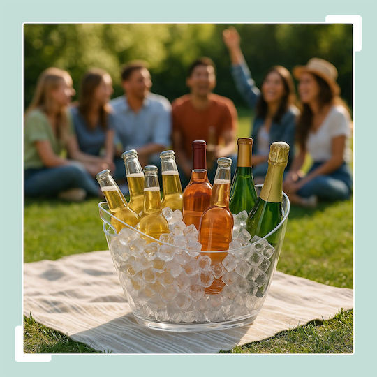 Relaxdays Champagners Simple Din Plastic Transparent 6lt Cu Dimensiuni 25.5x34.5x26cm