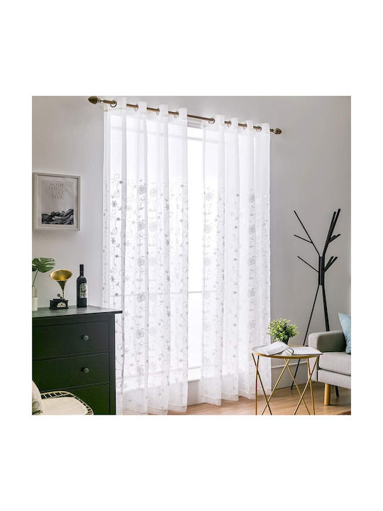 Miulee Κουρτίνα Παραθύρου με Τρουκς Gray 140x175εκ.