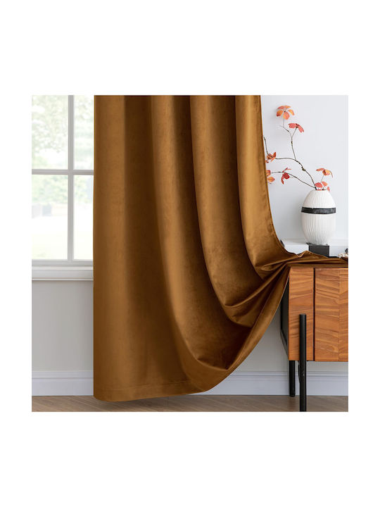 Miulee Комплект Затъмняващи Пердета И Завеси С Копчета Кафяв 140x260см
