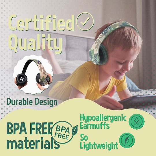PowerLocus P2 Kids Ασύρματα / Ενσύρματα Παιδικά Over Ear Ακουστικά με Ραδιόφωνο με 15 ώρες Λειτουργίας Πολύχρωμα