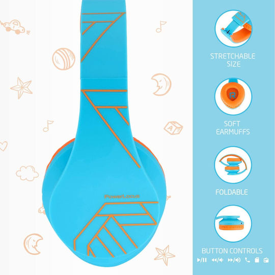 PowerLocus P2 Kids Ασύρματα / Ενσύρματα Παιδικά Over Ear Ακουστικά με Ραδιόφωνο με 20 ώρες Λειτουργίας Γαλάζια