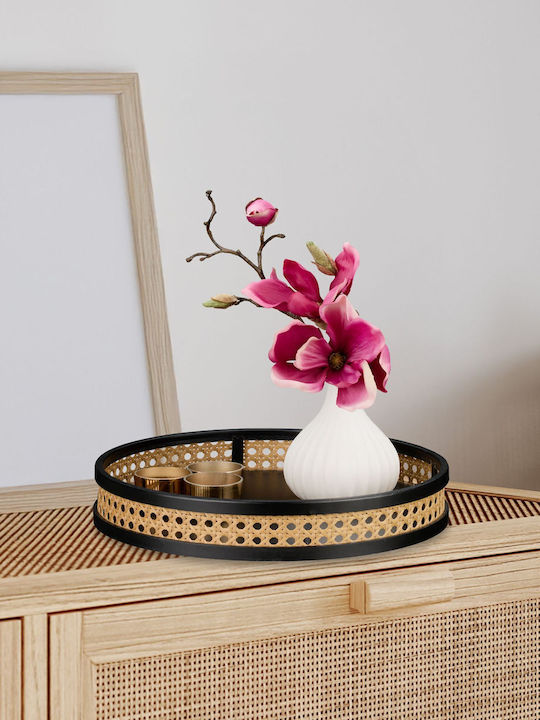 Relaxdays Tavă Decorativă Rattan Rotundă